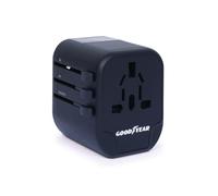 Goodyear, Adaptador de Viaje Universal (USA/EU/UK/AUS/CN), 2 Puertos USB, 2,4 A, 100 V-240 V, 880 W-1840 W, Compatible con 8 enchufes Diferentes, Apto para más de 180 países