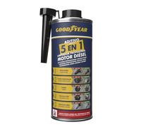 Goodyear Aditivo Limpiador 5 en 1 Sistema de Combustible Diésel 1 L | Limpia Inyectores Turbo DPF Válvula EGR y Válvulas de Admisión, Reduce Emisiones y Ahorra Combustible, Compatible Common-Rail