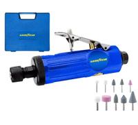 Goodyear - Amoladora Recta Neumática, Complemento para Compresor, Profesional 22000 rpm 1/4” y 1/8”, Aleación de Aluminio, Kit con 10 Piedras de Afilar, 2 Portabrocas y Accesorios Incluidos