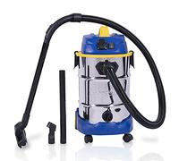 Goodyear - Aspirador de Sólidos y Líquidos Eléctrico 1600W, Aspiradora Seco y Húmedo de 30L en Acero Inoxidable, Sistema de Filtrado HEPA, Función de Soplado y Enchufe Sincronizado