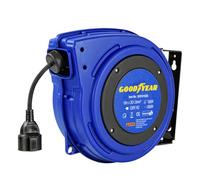 Goodyear Carrete de cable eléctrico automático Carrete de cable Carrete de cable de alto rendimiento 3G1,5mm² x 15 m con soporte giratorio Enrollado 1000W Desenrollado 2000W