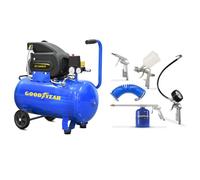 Goodyear - Compresor con Accesorios de Aire/Pintura 50 Litros con Kit de 5, Capacidad de Aspiración 210 litros/minuto. 2.800 rpm, Presión Nominal 8 bares/115 PSI