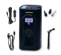 Goodyear, Compresor de Aire, portátil, inalámbrico, Recargable, 6000 mAh, 5 en 1: inflado, desinflado, medición de presión, batería Externa, Linterna 6 LED, Incluye Accesorios, Toma de Encendedor