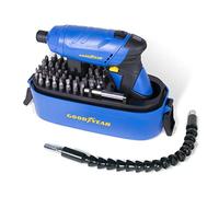 Goodyear - Destornillador eléctrico pequeño a batería 3.6V. Destornillador sin cable con luz LED de trabajo. Inversor de Giro y Empuñadura articulada. Batería y Cargador incluidos.