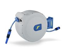 Goodyear - Enrollador automático manguera 30 metros. Soporte manguera jardín pared con rotación a 180º. Incluye manguera de 2 metros. Conectores ½’’ ¾’’ incluidos