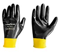 Goodyear Guantes de nitrilo talla 10, color negro con banda amarilla, guantes de trabajo