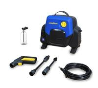 Goodyear - Hidrolimpiadora 1400W Compacta 100 Bar 4.5 l/min. Pistola y Lanza Turbo. Enrollador de Manguera Azul. Sistema Auto Stop. Depósito de detergente 200ml