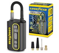 Goodyear Inflador de neumáticos portátil inalámbrico, Pantalla Digital, luz LED, Recargable por USB, 3-150 PSI, 55 W, Compacto y Ligero, inflado de Coche, Bicicleta, Furgoneta y Pelota