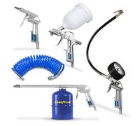 Goodyear - Kit de aire para Compresor Profesional 5 piezas (Pistola de Soplado, Pistola de Petroleado, Pistola de Pintura, Pistola de Inflado, Manguera Espiral)