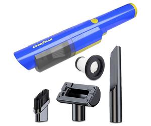 Goodyear Lineo Aspirador Portátil sin Cable para Coche, Hogar u Oficina. Motor 50W con Succión de 5.000Pa, Batería 1800mAh, Carga USB-C. Depósito 125 ml, Diseño Compacto y Silencioso