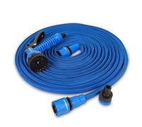 Goodyear - Manguera de Jardín Expandible 30m (100ft), Ligera y Anti-Torsión, Incluye Pistola de Riego 7 Posiciones y Conectores Rápidos 1/2" y 3/4", Azul