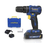 Goodyear destornillador taladro percutor con bateria de litio 20V. Sin cables. 2 velocidades 400/1300 rpm. Set de 7 puntas y cargador incluido