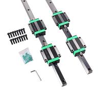 GooEquip Guía lineal 2 piezas HGR20 1500 mm riel lineal con 4 bloques de rodamiento HGW20CC para impresora 3D DIY, máquina CNC, dispositivos eléctricos, tornos, riel guía lineal