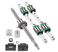 GooEquip Guía lineal HGR20 de 300 mm, riel lineal con 4 bloques deslizantes + 1 husillo de bolas SFU1605 de 350 mm con tuerca de bola, soporte BF12/BK12, DSG16H, acoplamiento para impresora 3D CNC
