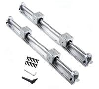 GooEquip Guía lineal SBR12 de 1000 mm, 2 rieles lineales y 4 bloques de cojinetes con tope de riel SBR12, longitud de riel lineal de 1000 mm para impresoras 3D, piezas CNC