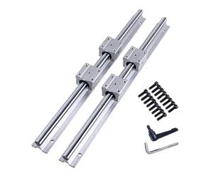GooEquip Guía lineal SBR16-500 mm 2 x rieles lineales y 4 x bloques de cojinetes, longitud de riel lineal 500 mm para máquinas y dispositivos automatizados (SBR16-500 mm)