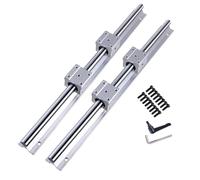 GooEquip Guía lineal SBR20 de 300 mm: 2 rieles lineales y 4 bloques de rodamientos, acero, longitud de riel lineal de 300 mm