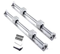 GooEquip Guía lineal SBR25 de 600 mm, 2 rieles lineales y 4 bloques de rodamientos con tope de riel SBR25, longitud de riel lineal 600 mm para impresora 3D, piezas CNC