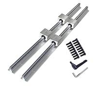 GooEquip Juego de 2 rieles lineales SBR12 de 800 mm con 2 ejes de guía lineal y 4 bloques de rodamientos SBR12UU, juego de rieles para tornos (SBR12-800 mm)