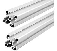 GooEquip Perfil de sistema de aluminio, 2 unidades, 600 mm, 4040 T, norma europea, 40 x 40, perfil de aluminio, riel lineal para impresora 3D y máquina de grabado láser CNC DIY