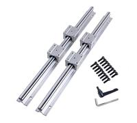 GooEquip SBR16 - Guía lineal (2 unidades, 600 mm, con 4 bloques SBR16UU, para fresadora CNC, tornillo, proyectos DIY (SBR16-600 mm)