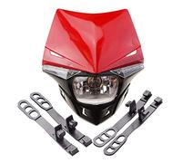 GOOFIT 12v 35w Faro Delantero Moto H4 LáMpara HalóGena De Luz Principal De Luz Lateral Universal Motocross Reemplazo Para Bicicleta Cafe Racer Atv Rojo
