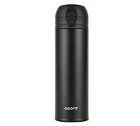 GOOFIT Botella termo de acero inoxidable, antifugas, 480 ml, termo caliente durante 12 horas, fría durante 20 horas, sin BPA, taza de viaje de café, deportes, al aire libre (negro)