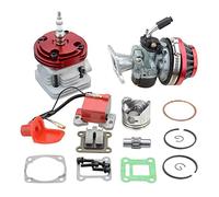 GOOFIT Carburador 19 Minimoto Chino con 44mm Cilindro Motor del Filtro de Aire reemplazo para Decespugliatore 2 Tiempos 47cc 49cc Scooter Pit Bike ATV Mini Quad Rojo