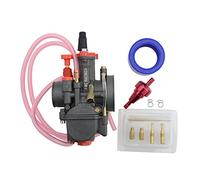 GOOFIT Carburador 28 Moto Filtro Aire 50mm Pit Bike reemplazo para 2 Tiempos PWK28 Motosierra Motocross Scooter y Ciclomotor ATV Quad Go Kart Plata