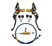 GOOFIT Maneta Embrague 22mm Hidraulico Moto Kit con M8 x 1.25mm Cilindro Maestro Aluminio CNC Universal reemplazo para YZ125 YZ250 YZ250F YZ450F WR250F WR450F Pit Bike Scooter y Ciclomotor Oro