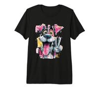 Goofy Dog Peace Graffiti Pop Personaje Arte Gráfico Retrato Camiseta Premium