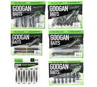 Googan Squad 2023 - Paquete de señuelos de pesca de lubina, incluye cebo suave, señuelos de plástico, cebos de natación y más, equipo de pesca esencial y accesorios para tu caja de aparejos