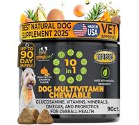 Googipet Multivitamínico masticable 10 en 1 para perros con probióticos para la salud intestinal, vitaminas y suplementos para perros con vitamina C y glucosamina para apoyo articular, Omega 3 (sabor