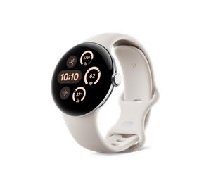 Google Pixel Watch 3 (41mm) Polished Silver Aluminum Case / Porcelain Active Band LTE