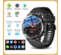 Google Play-reloj inteligente para hombre y mujer, dispositivo con tarjeta SIM de red 4G de 1,39 pulgadas, cámara Dual, GPS, WIFI, NFC, resistente, 64G de rom, IP67, Android black 2G RAM 16G ROM