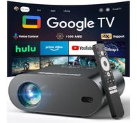 [Google TV/control de voz] Proyector inteligente GooDee 4K UHD con WiFi y Bluetooth, proyector de películas portátil con Netflix, Prime Video, YouTube integrado, sonido Dolby para interiores y