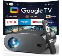 [Google TV/Control por voz] GooDee 4K UHD Smart Proyector con WiFi y Bluetooth, proyector de películas portátil integrado con Netflix/Prime Video/YouTube, sonido Dolby Home Cinema para interior
