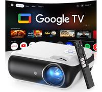 【Google TV Official】 Smart Mini Proyector 4K, HAPPRUN 1000 ANSI 1080P Full HD Proyector con Dolby Audio, WiFi6 Bluetooth5.2 Proyector Cine en Casa, Control de Voz, con Netflix, Prime Video, Youtube