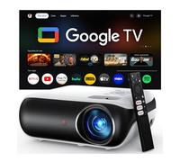 【Google TV Official】 Smart Mini Proyector 4K, HAPPRUN 1000 ANSI 1080P Full HD Proyector con Dolby Audio, WiFi6 Bluetooth5.2 Projector Cine en Casa, Control de Voz, con Netflix, Prime Video, Youtube
