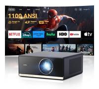 Google TV Proyector 4K【 Netflix Oficial/Android 11/1100 ANSI 】 Wanbo 1080P Full HD Nativo, 2.4G & 5G WiFi Bluetooth Cine en Casa, Smart Control de Voz Proyector para Movil/ PS5