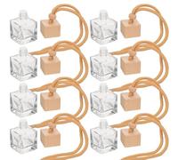 GOOHOCHY 10 Botellas Difusoras de Perfume para Coche de Vidrio Cuerda de Cáñamo y Tapa Cuadrada para Colgar, Ideales para Aceites Esenciales y Decoración en Oficina o Obsequio