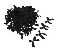 GOOHOCHY 100 Piezas Unidades Lazos Negros Pequeños para Manualidades Lazos de Cinta Satén para Decoración Accesorios DIY para Pasteles Fiestas Costura y Regalos
