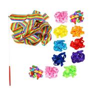 GOOHOCHY 12 Piezas Cintas de Baile para Gimnasia Rítmica con Bastón Giratorio Entrenamiento de Danza y Gimnasia Artística Varillas para Ejercicio y Rutinas de Baile Colores Color Aleatorio