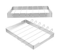 GOOHOCHY 2 Juegos Soporte para Brochetas Bbq Inoxidable Palos de Kebab Rack de Barbacoa Plegable para Asados al Aire Camping y Fiestas el Patio