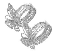 GOOHOCHY 2 Piezas Alzapaños para Cortinas Plateados Sujetadores de Cortina con Muelle Clips Decorativos para Ventana Balcón y Oficina Fáciles de Instalar y Duraderos