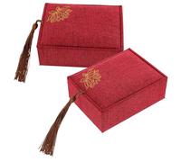 GOOHOCHY 2 Piezas Caja Para Guardar Clavos Guzheng De Tela Mallow Elegante Estuche Para Púas Borla Caja De Obsequio Decorativa De Almacenamiento De Uñas De Pipa