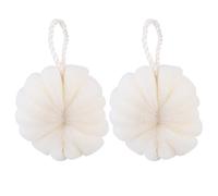 GOOHOCHY 2piezas Bolsa Exfoliante Corporal Grande Forma de Pétalos Unidades Beige para Ducha Bola de Baño Flexible y Colgante para Limpieza Profunda y Cuidado Piel