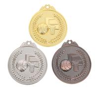 GOOHOCHY 3 Piezas Medallas de Metal para Baloncesto Medallas de Plata y Bronce para Competición Deportiva Regalo para