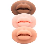 GOOHOCHY 3 Piezas Molde Labios Práctica de Tatuajes Piel Falsa de Silicona Elástica Suave para Maquillaje Permanente Accesorios para Principiantes y Profesionales en Tonos Piel Clara,