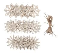 GOOHOCHY 30 Piezas Mini Wood Snowflake Ornaments Unfinished Rustic Christmas Hanging Decor For Xmas Tree Winter Wonderland Party